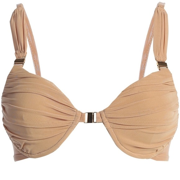 NEW JLUXLABEL Tan Mesh Structured Round Bikini Top - Picture 3 of 16